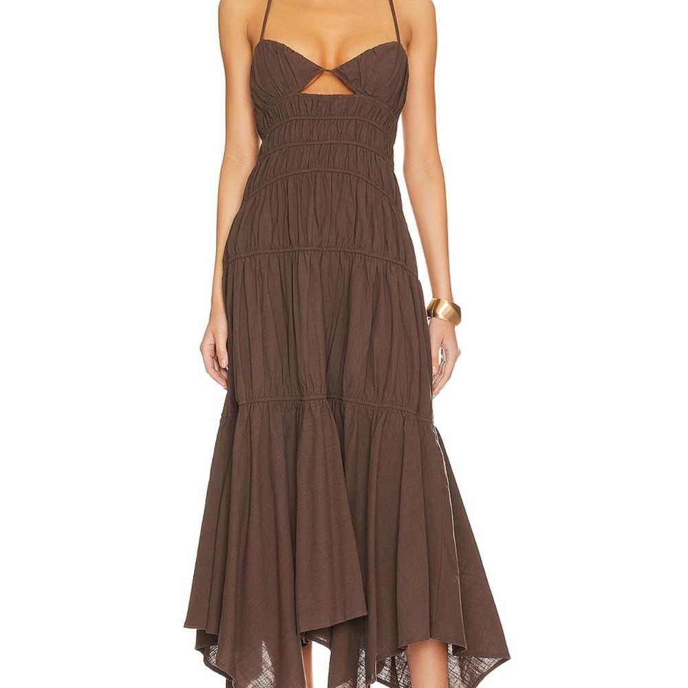 Chic High Low Dress in Deep Brown